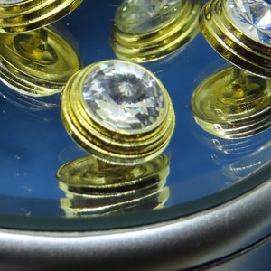 Button - Gold Color with Center Brilliant Crystal Sparkly Metal Shank Button 15mm per piece