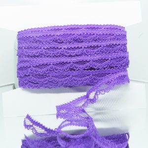 Spitze 3/8 "(10mm) Lila ausgebogt 25 Yard Bolt Mittel/weich Hand ausgezeichnet für Puppenherstellung / Dessous