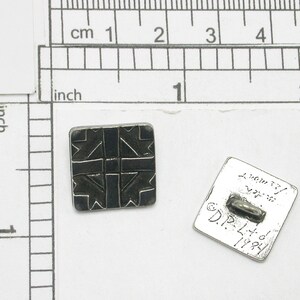 2 x Square Vintage Buttons 15mm Shank in a Silver color Finish