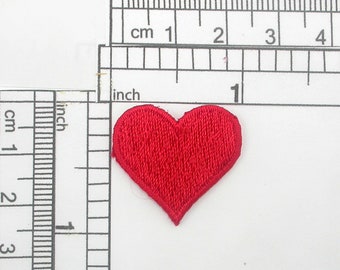 Red Heart 1" Patch Embroidered Iron On  Applique   Measure 1" across x 15/16" high