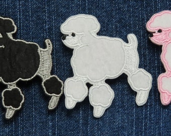 Toy Poodle Patch Rockabilly 2" 50mm Pink White or Black Measures 1 3/4" across x 2" high