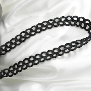 Looped Zopf 5/8&quot; 16mm Black Rayon 3yds Nähborte