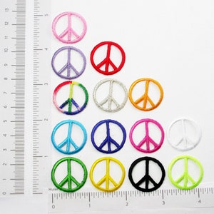 3 x Peace Sign Mini 1" high Embroidered Iron On Patch Applique