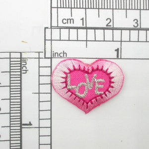 Heart LOVE Pink Patch Iron On Embroidered Applique 10 Pack