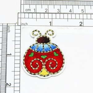 Ladybug Patch Swirly Embroidered Applique Beautiful graded embroidery  Measures 1 3/4&quot; x 1 1/2&quot;
