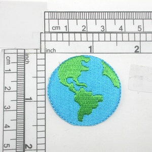 Earth Applique Planet Iron On Embroidered Patch  Measures 1 1/2&quot; across x 1 1/2&quot; high (38mm x 38mm)