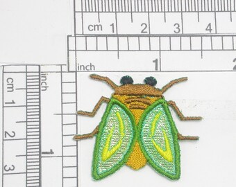 Flying Beetle Patch Iron On Embroidered Applique 1 1/4" x 1 1/2"