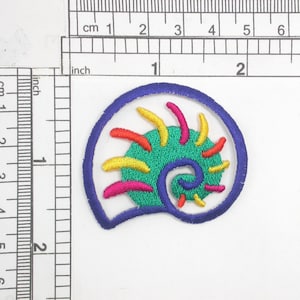 Seashell Multi Embroidered Iron On Patch Applique   Fully Embroidered   Measures 1 3/4&quot; high x 2&quot; wide approximately
