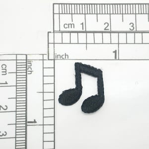 3 x Musical Quaver Note Black Iron On Embroidered Applique