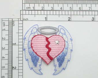 Naszywka Heart Angel Patch haftowana na gorąco, wymiary 2" wysokości x 2" szerokości