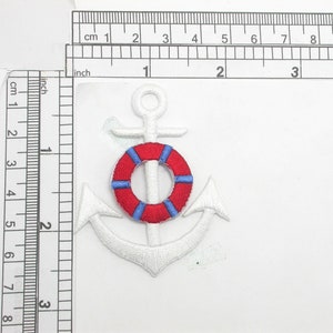 Anchor Life Preserver Iron On Applique Embroidered Patch  2&quot; x 2 1/2&quot;