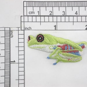 Tree Frog patch Iron on embroidered Applique  1/2&quot; high x 1 1/2&quot;
