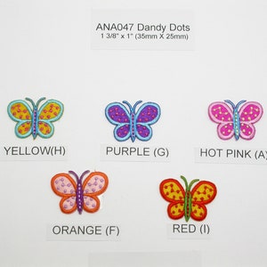 6 x Butterfly Patch Dandy Dots Fantasy Iron On Embroidered Applique