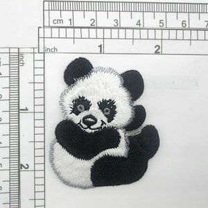 Panda Patch Iron On Embroidered Applique Right 2&quot; x 2 1/4&quot;