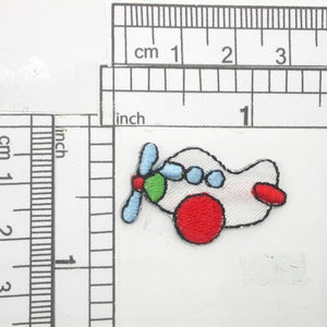 3 x Airplane Applique - Iron on Embroidered Patch 1 1/4&quot; across x 3/4&quot; high