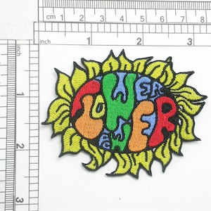 Flower Power Hippie Iron on Patch Embroidered Flower Applique 