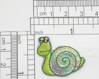 3 x Sparkle Snail Patch  Embroidered Iron On Applique - Unamused  Measures 1" x 1 1/8"