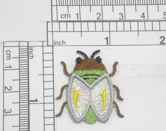 Flying Sparkly Beetle Patch Iron On Embroidered Applique  1 5/16"  x 1 1/8"