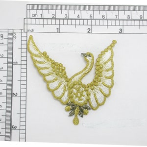 Swan Patch Iron On Embroidered Applique - Measures 2 7/8 high  x 2 3/4&quot; wide