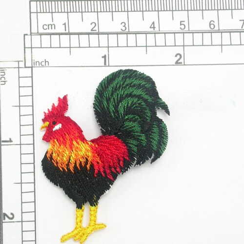 Rooster Patch Cockerell Iron on Embroidered Applique - Etsy