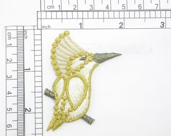 Kingfisher Bird Iron On Patch Embroidered Applique Metallic