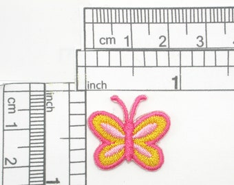 10 x Butterfly Mini Iron On Patch Applique Yellow & Pink