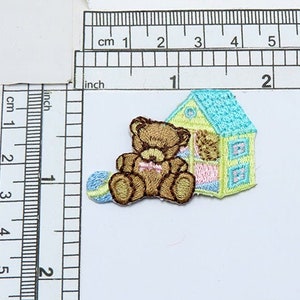 Bear Nursery Toy  Iron On Embroidered Applique Measures 1 3/4&quot; x 1 3/16&quot;