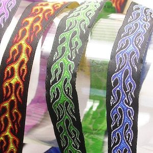 Jacquard Ribbon 5/8&quot; (15.8MM) Flame Design choice of 5 colors polyester 10 Yards