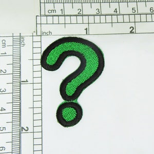 Green Question Mark   Iron On Patch Applique  Riddler  Measures 47mm x 32mm