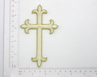 Red Edged Black Cross Embroidered Iron On Patch 3 7//8 Inch