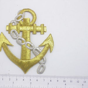Anchor with Chain Metallic Gold Iron On Patch Applique