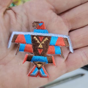 Colorful Fire Bird Embroidered Iron On Patch, Native American Applique