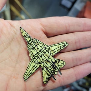 F14 Fighter Plane Applique Iron On Embroidered Camo Patch