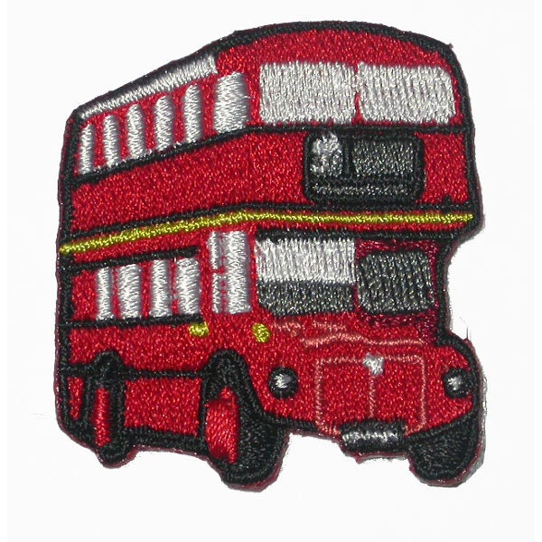 Double Decker Bus Patch: Embroidered Iron on Applique (1 1/2