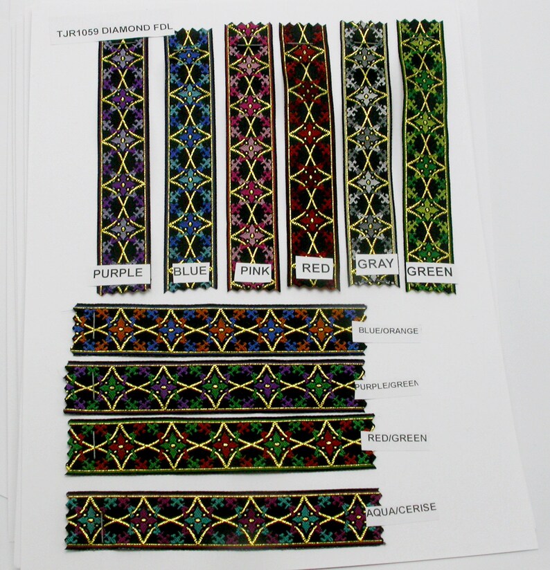 Fancy Mardi Gras Metallic 3 yards choice of 10 colors 1 Fleur De Lys Jacquard Ribbon 25mm