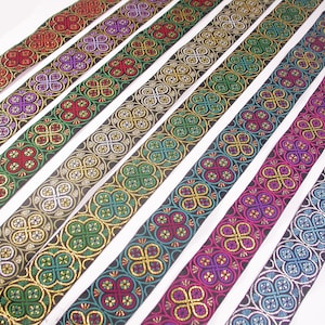 Jacquardband 1 35mm (35mm) Strahlende Ringe Wahl aus 8 Farben Polyester metallic
