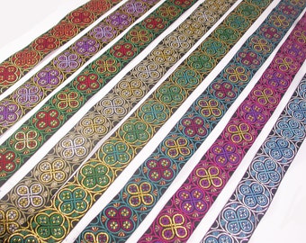 Jacquard Ribbon 1 3/8" (35mm) Radiant Rings choice of 8 colors polyester metallic