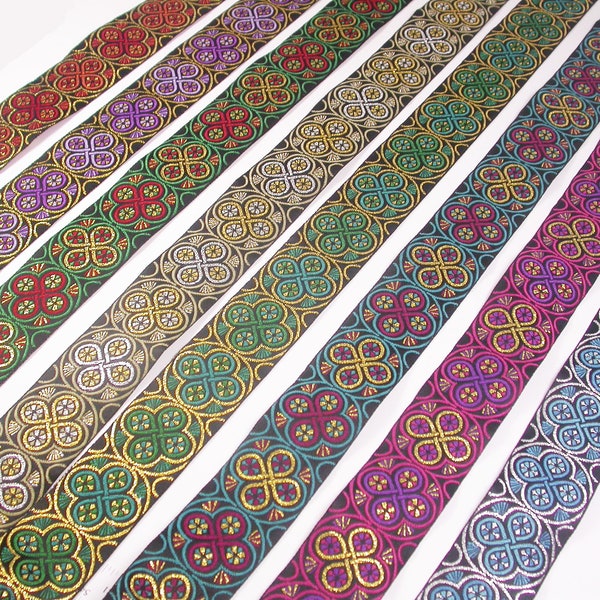 Jacquard Ribbon 1 3/8" (35mm) Radiant Rings choice of 8 colors polyester metallic