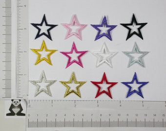 Open Star 1 1/4" (31.75mm) Embroidered Iron On Patch Applique 10 Pack