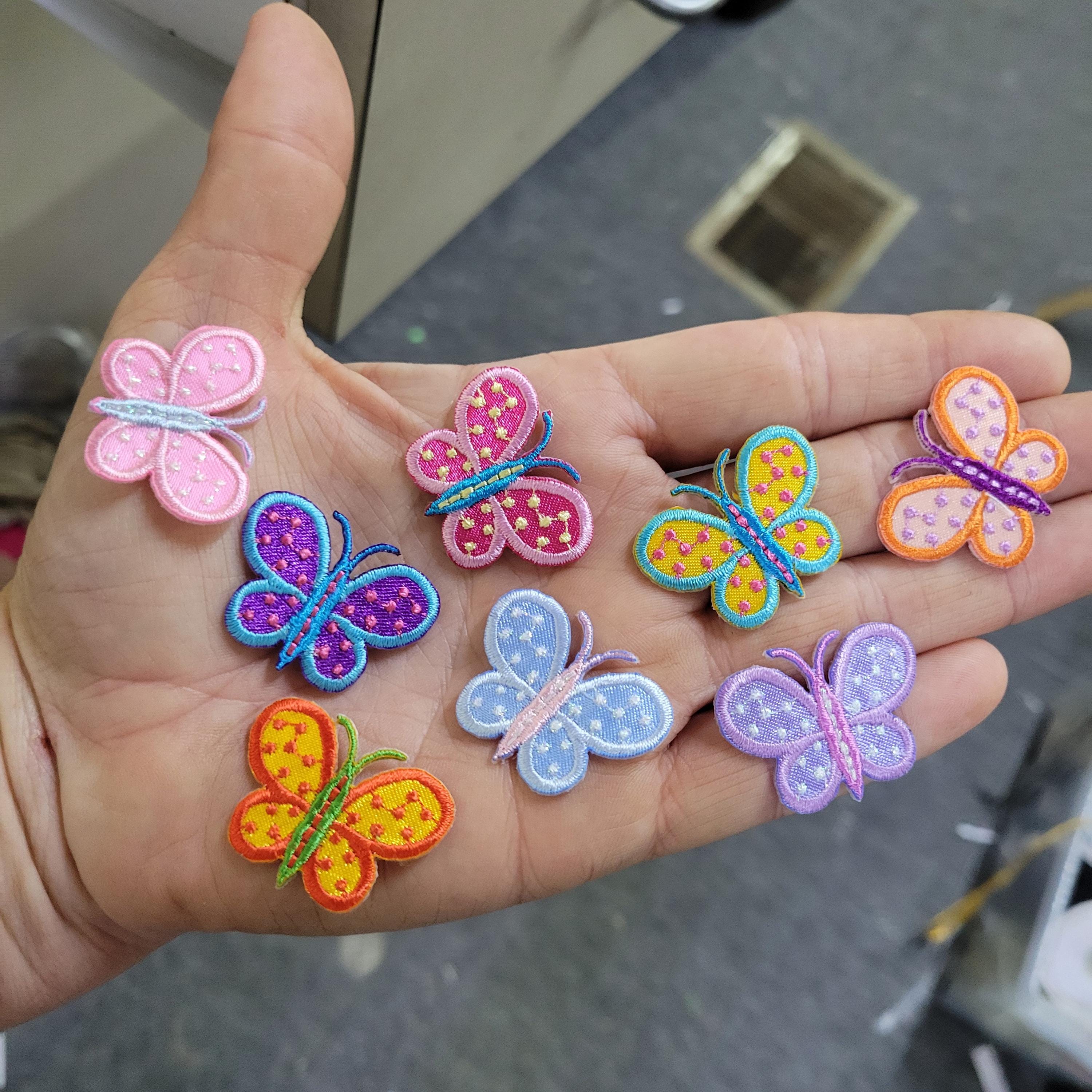 6 X Butterfly Patch Dandy Dots Fantasy Iron on Embroidered 