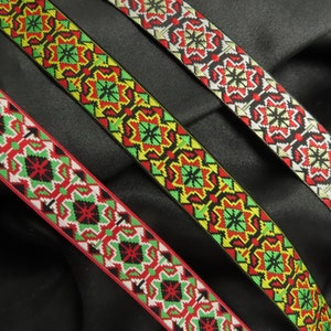 Jacquard webband 7/8" 22mm Alpina Star Design Preis bulk stock Dirndl Nähband