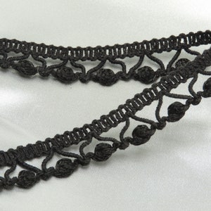 Trança 7/8" 22 mm de algodão preto tricotado por jarda de costura