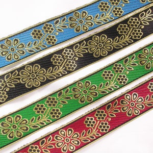 Jacquardband 1 33,6mm Metallic Floral Priced Bulk Stock