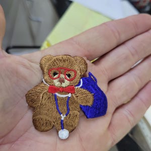 Doctor Teddy Bear Embroidered Iron On Patch