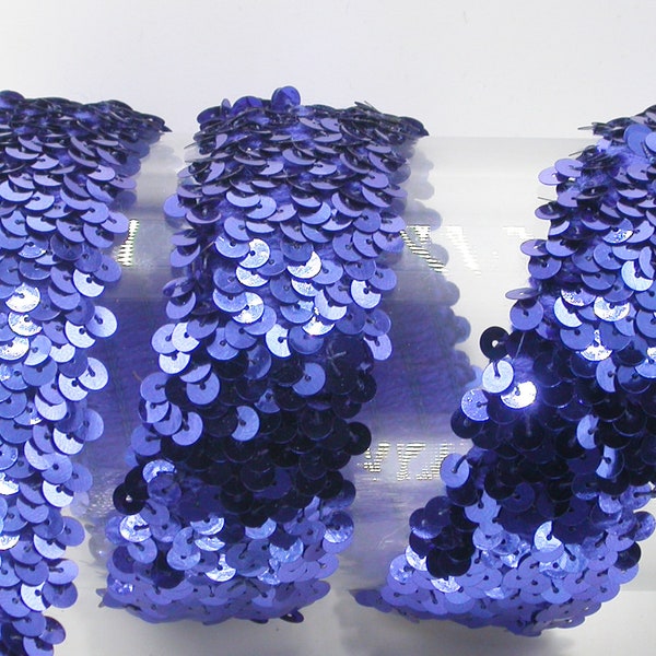 Sequin Stretch Trim 1 1/2" wide Royal Blue Per Yard