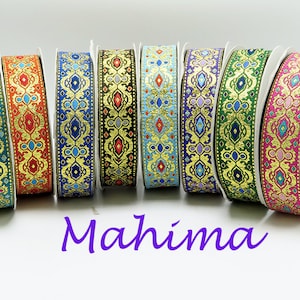 Jacquardband 1 38mm Mahima *Farben* Gewebte Borte Metallic
