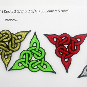 2 x Celtic Tri Knot Patch Embroidered Iron On Applique 2 1/2&quot; across x 2 1/4&quot; high