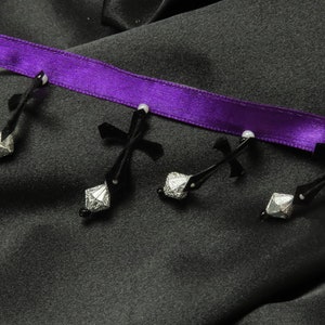 Beaded Fringe 1.8&quot; Gothic Cross 3 ft Roll Ribbon Iron On