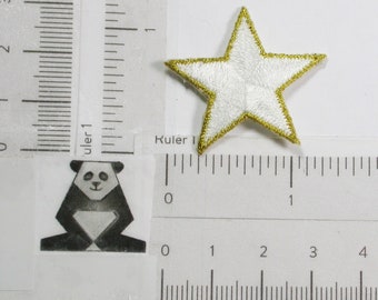 10 opstrijkappliqués met witte ster, gouden rand (1,25")