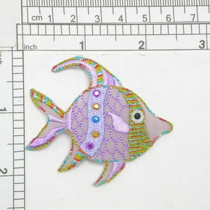 Studded Purple Fish Iron On Patch Applique     Measures 2 1/2 &quot; across x 2 1/4&quot; high approximately